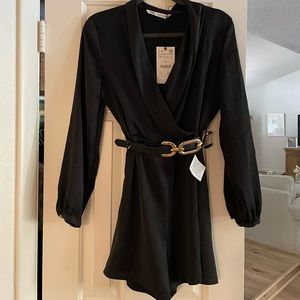 Zara Elegant Black Romper with Gold Accent
